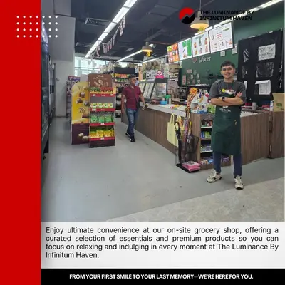 a man is standing in a grocery store aisle at The Luminance By Infinitum Haven KLCC in Kuala Lumpur