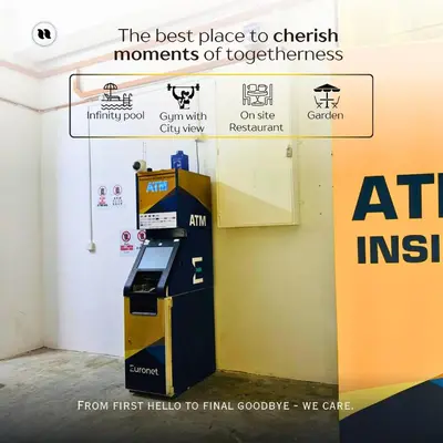 an atm machine in the corner of a room at The Luxe & Colony KLCC By Downtown Suites in Kuala Lumpur
