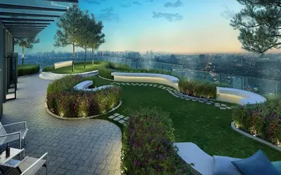 a rendering of a garden on top of a building at The Robertson Bukit Bintang by TALKS COLLECTION in Kuala Lumpur