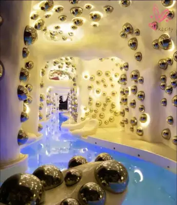 a room with a bunch of balls on a wall at Luxury Affordable at Arte Plus 2BR Near KLCC with WiFi in Kuala Lumpur