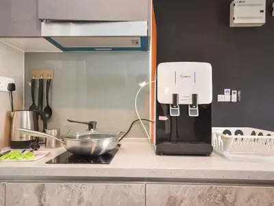 a kitchen counter with a mixer on a counter top at Trion 2 KL Cityview Suites by CityNest in Kuala Lumpur