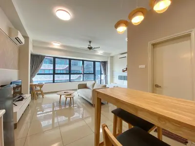 a living room with a couch and a table at Arte Plus Ampang Free Parking By Paradgm Stay in Batu Empat