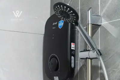a hair dryer is attached to a wall at Modern & Minimalist Studio at Majestic Residence KL in Kuala Lumpur