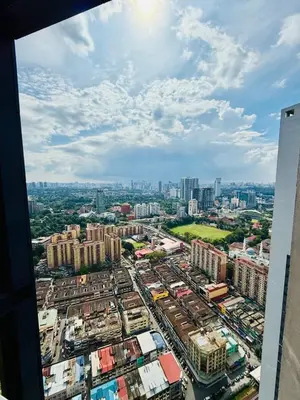 an aerial view of a city with tall buildings at Studio Apartment Lucentia Residence in Kuala Lumpur