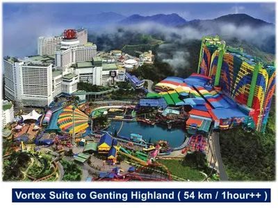 an aerial view of a roller coaster at an amusement park at Garden City of Lights Vortex Suites in Kuala Lumpur