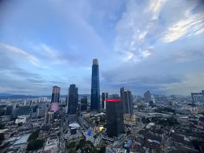 an aerial view of a city with tall buildings at Axon Residence Glaxay Suite Bukit Bintang KL in Kuala Lumpur