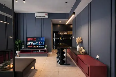 a lobby with a waiting room with a tv at Axon Bukit Bintang By Sleeping Bird in Kuala Lumpur
