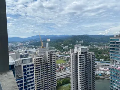 an aerial view of a city with tall buildings at Supper Suite By Reizz Residence in Kuala Lumpur