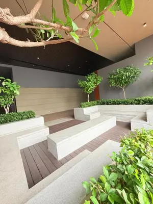 a garden with stairs and plants in a building at Luxury Home At Axon Residence Bukit Bintang KLCC Pavilion in Kuala Lumpur