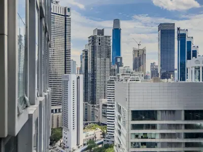 a view of a city skyline with tall buildings at VORTEX SUITES KLCC By HOMESTAY in Kuala Lumpur