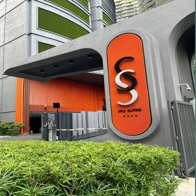 a sign on the side of a building at Sky suites klcc by Ryan in Kuala Lumpur