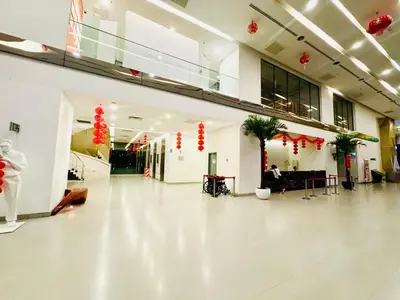 a large hall with red decorations on the walls at Mercu Summer suites KLCC by Classy in Kuala Lumpur