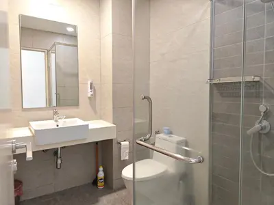 a bathroom with a toilet and a sink and a shower at 02 Kuala Lumpur KL Mid Valley The Garden 9Seputeh Vivo Soho 4PAX in Kuala Lumpur