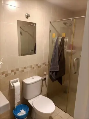 a bathroom with a toilet and a shower at Cozy Suite City Central in Kuala Lumpur