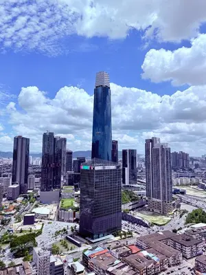 a view of a city with a tall building at Luxury Dream Home At Axon Residence Bukit Bintang Klcc pavilion in Kuala Lumpur
