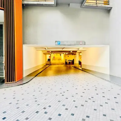 an empty hallway in a building with ailed floor at Sky klcc by DMK luxury suites Apartment in Kuala Lumpur