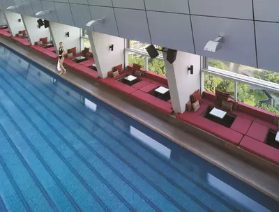 an overhead view of a swimming pool at Traders Hotel, Kuala Lumpur in Kuala Lumpur