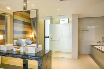 a bathroom with a sink and a mirror at D'Majestic Place by Widebed in Kuala Lumpur
