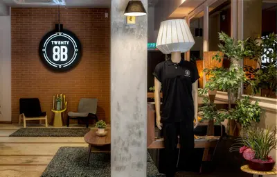 a mannequin wearing a black shirt and a lamp at Hotel Twenty 8B in Kuala Lumpur