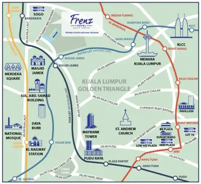 a map of the kuala lumpur city centre at Frenz Hotel Kuala Lumpur in Kuala Lumpur
