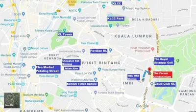 a map of kuala lumpur and its landmarks at The Forum Condominium by LaFabrica in Kuala Lumpur
