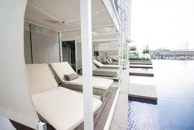 two beds on a boat in the water at The Robertson KL in Kuala Lumpur