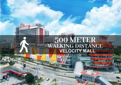 a building with a sign that reads meter walking distance velocity mall at Smile Hotel Cheras Pudu KL in Kuala Lumpur