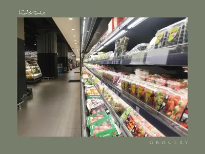 an aisle of a grocery store with produce at KL Gateway Mall - Easy Access to KL Sentral & KLCC in Kuala Lumpur