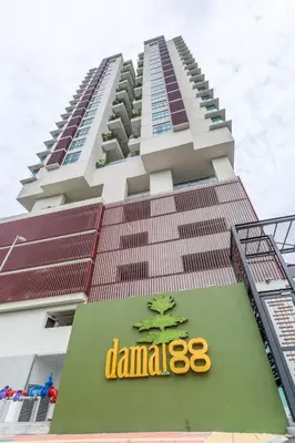 a building with a danaisers sign in front of it at Damai 88 by Moka near KLCC in Kuala Lumpur