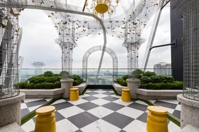 a view from the top of a building with a checkered floor at Arte Mont Kiara Homestay in Kuala Lumpur