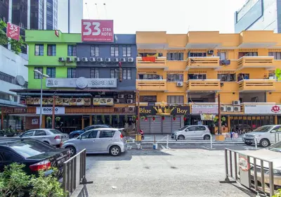 a parking lot with cars parked in front of buildings at 33 Star Hotel by The Awinka Group Of Management in Kuala Lumpur