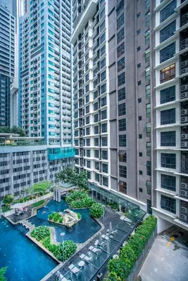 an aerial view of a city with tall buildings at 188 Suites with Washer and Bathtub near KLCC Kula Lumpur in Kuala Lumpur