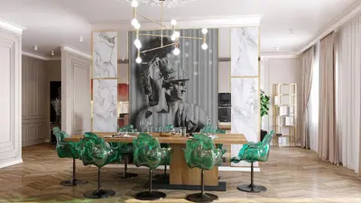 a dining room with a table and green chairs at Arte City View by Sweethost in Kuala Lumpur