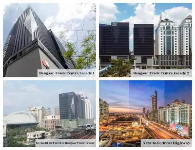 four different pictures of a city with buildings at The Parkville - Bangsar Trade Centre in Kuala Lumpur
