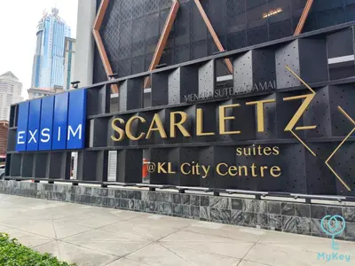 a sign for the center for scarlets outside a city centre at Scarletz Suites KLCC by MyKey in Kuala Lumpur