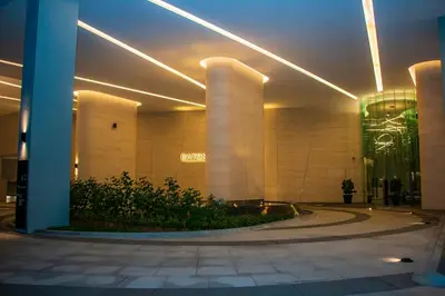 a lobby of a building with lights on it at Eaton Residence KLCC in Kuala Lumpur