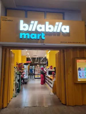 a store entrance to a bilbilla mart at Regalia skypool 969 in Kuala Lumpur