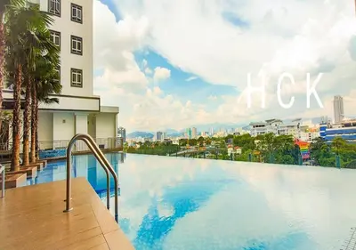 a swimming pool on the roof of a building at Titiwangsa Core at TR Residence by HCK in Kuala Lumpur