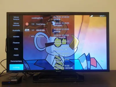 a television screen with a cartoon character on it at The Signature & Hotel Suites Mont Kiara Kuala Lumpur in Kuala Lumpur