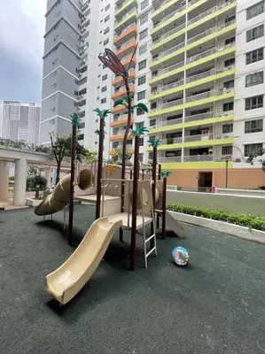 a playground with a slide and a slideintend at Dalamanda 3Pax Sunway Velocity Balcony CItyView in Kuala Lumpur