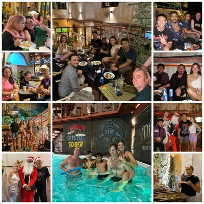 a collage of photos of people in a swimming pool at The Manor by Mingle - Poolside Access Next Door in Kuala Lumpur