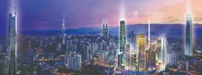 a view of a large city at night at Maxhome Plus at Lucentia Bukit Bintang City centre KL in Kuala Lumpur
