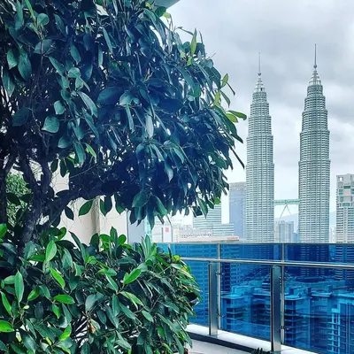 a view of a city skyline from a building at Eaton Residence KLCC Skyline in Kuala Lumpur