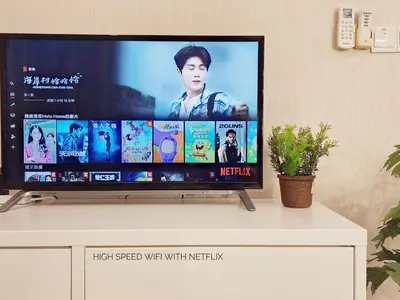 a flat screen tv sitting on top of a table at 1-6px Bukit Bintang 1min walk to Lot10 Pavilion in Kuala Lumpur