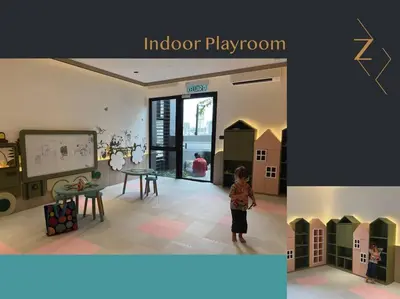 a little child standing in a room with a toy playroom at Scarletz Suites • KLCC • King Bed (R) in Kuala Lumpur