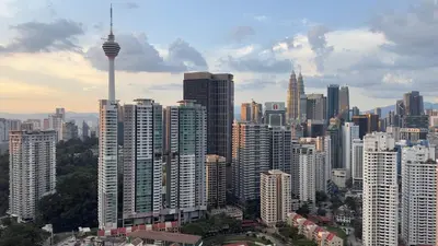 a view of a large city with tall buildings at Skyline view in Bukit Bintang The Robertson 42f in Kuala Lumpur