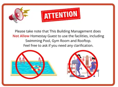 a sign that warns people to not allow homewash guest to use the facilities at Anggun Homestay King Bed Studio KL City Bukit Bintang by Cloud Host in Kuala Lumpur