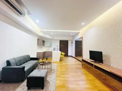 a living room with a couch and a television at Awesomestay Apartment walk to PWTC near to KLCC in Kuala Lumpur